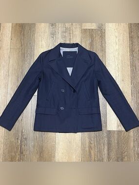 Lacoste Navy Double-Breasted Cotton Blazer
